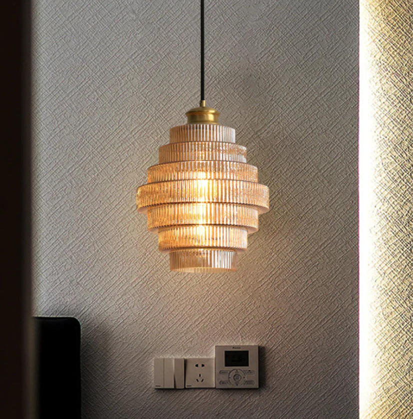 AuraBottle – Vintage Brass & Glass Pendant Light