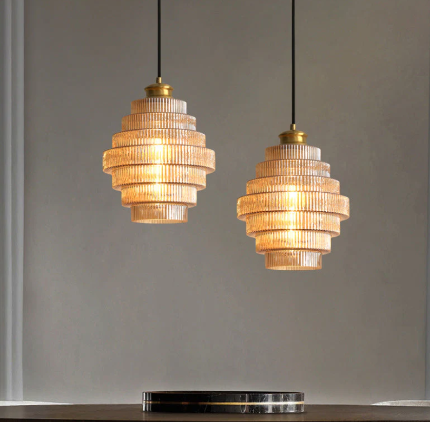 AuraBottle – Vintage Brass & Glass Pendant Light