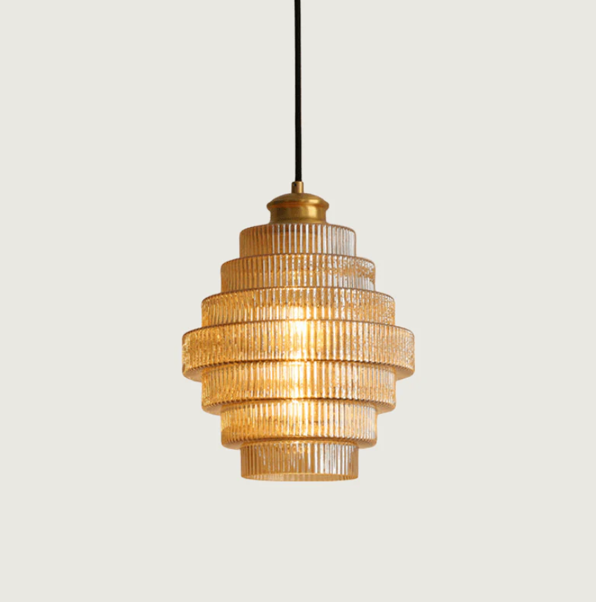AuraBottle – Vintage Brass & Glass Pendant Light