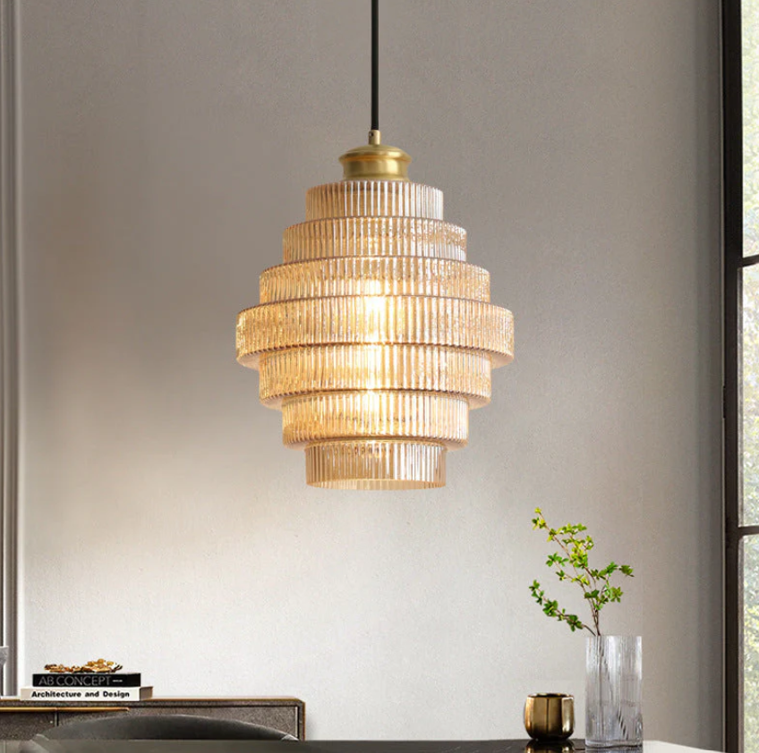 AuraBottle – Vintage Brass & Glass Pendant Light